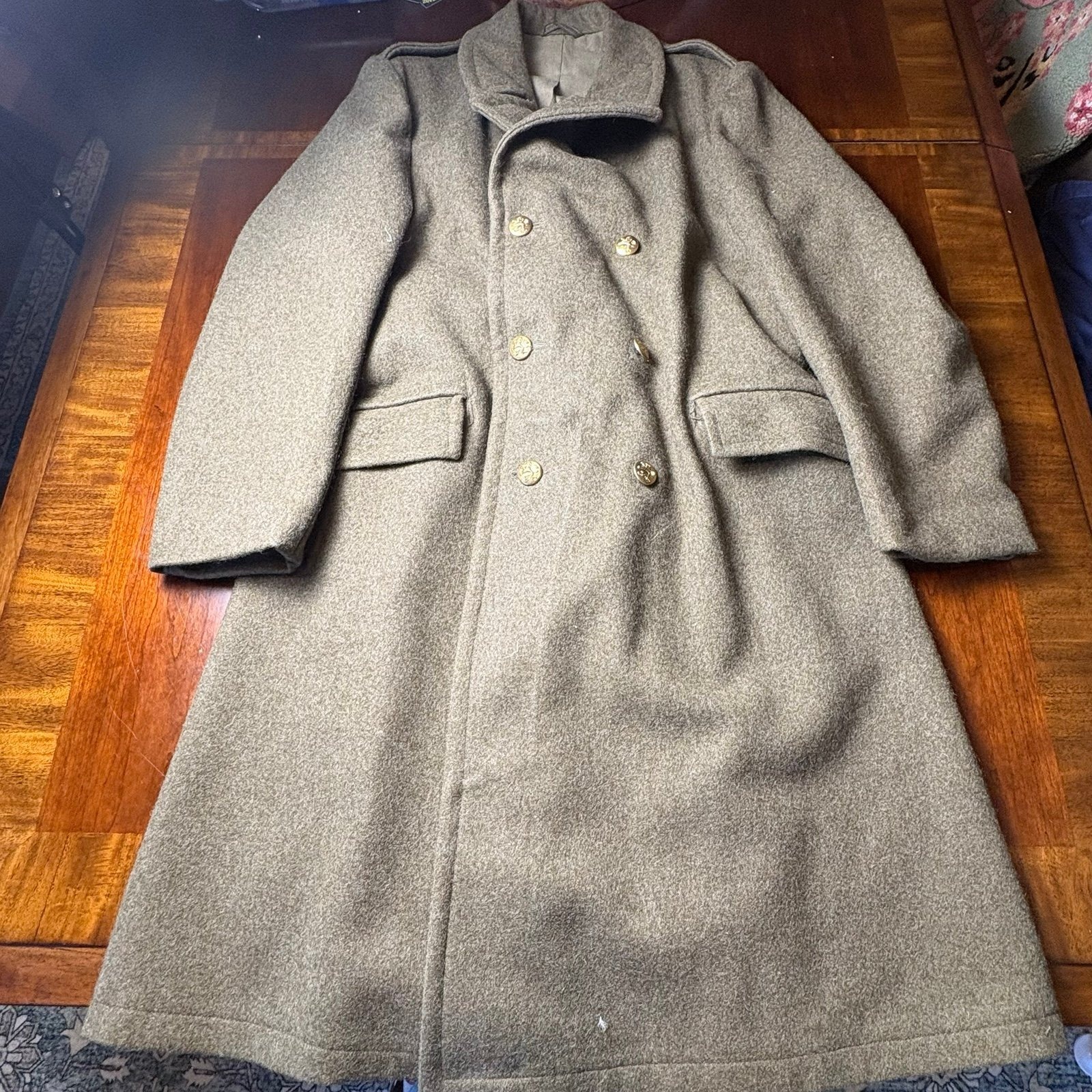 Vintage 1967 Military Wool Overcoat Double Breasted Officer Coat